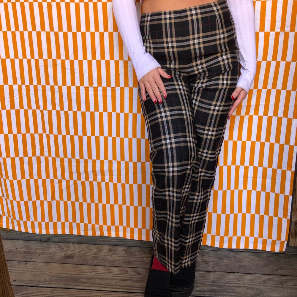 100% plaid trousers